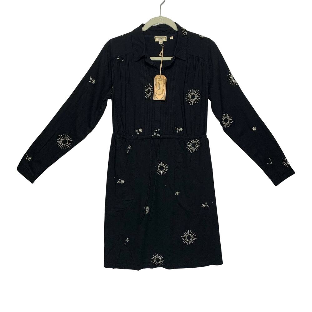Fat Face Madagan Celestial Long Sleeve Dress NWT Sz 4 Embroidered Knee Length